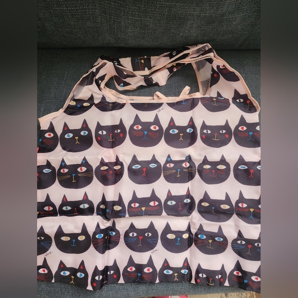 NWT, Pepipus Unisex Pink Cat Japanese Reusable Shopping Bag Tote Inside Pocket - Picture 2 of 7